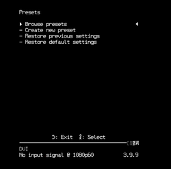Presets Menu
