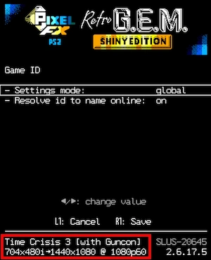 GameID working on a PlayStation 2 with Retro GEM